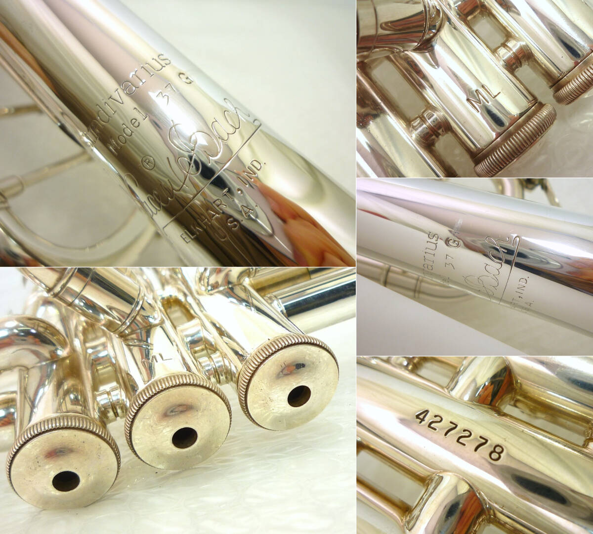 トランペット バック ストラディバリウス ケース付 Bach Stradivarius 37G ワンオーナー シリアル427278 白蝶貝 ELKHART エルクハート 必見